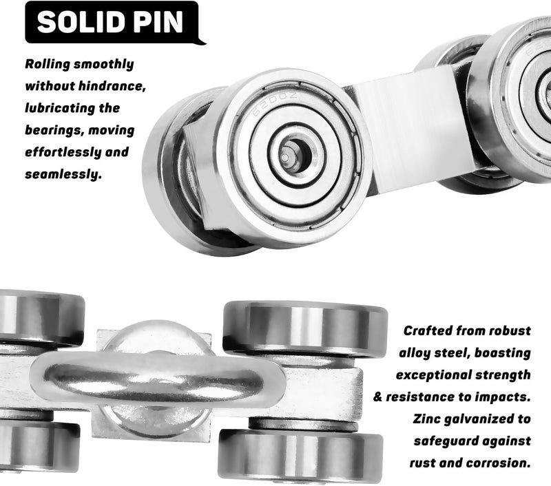 TPHUC Store 4 Wheels Trolley Assembly Rollers, 4 Bearings Trolley Assembly for 1-5/8" Wide and All 1-5/8" or Taller Unistrut Strut Channel with M10 Bolt and Lifting Eye Nuts (Pack of 2) - Image 4